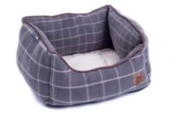 Petface Grey Window Pane Check Square Bed -PetJoy Shop 5bd863c2593445.33607563