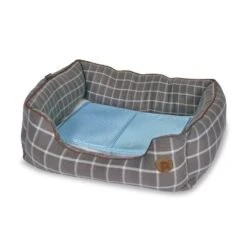 Petface Grey Window Pane Check Square Bed -PetJoy Shop 5d4458cca0b330.50080303