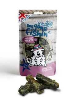 6 X Mr Johnson's Dog Gone Fishin' White Fish Niblets Dog Treats 75g