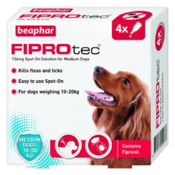 Beaphar FIPROtec Flea & Tick Spot On Medium Dog (10-20kg) - 4 Treatments