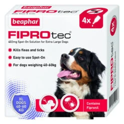 Beaphar FIPROtec Flea & Tick Spot On Extra Large Dog (40-60kg) - 4 Treatments