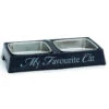 Designed By Lotte Melamine Double Diner My Favourite Cat Bowl Grey -PetJoy Shop 64885