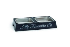 Designed By Lotte Melamine Double Diner My Favourite Cat Bowl Grey