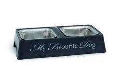 Designed By Lotte Melamine Double Diner My Favourite Dog Bowl Grey