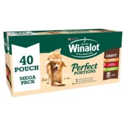 40 X Winalot Perfect Portions Adult Dog Food Beef, Chicken & Lamb In Gravy 100g