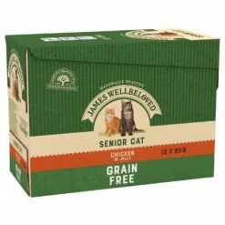 JAMES WELLBELOVED Senior Cat Grain Free Pouches With Chicken In Jelly 12x85g