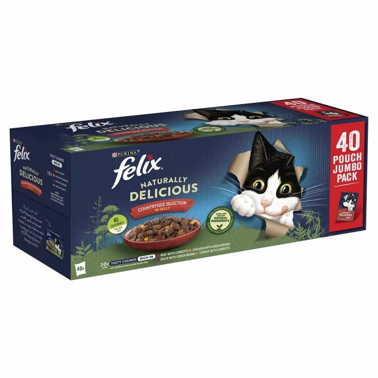 40 X Felix Naturally Delicious Countryside Selection In Jelly Wet Cat Food 80g 3 40 X Felix Naturally Delicious Countryside Selection In Jelly Wet Cat Food 80g