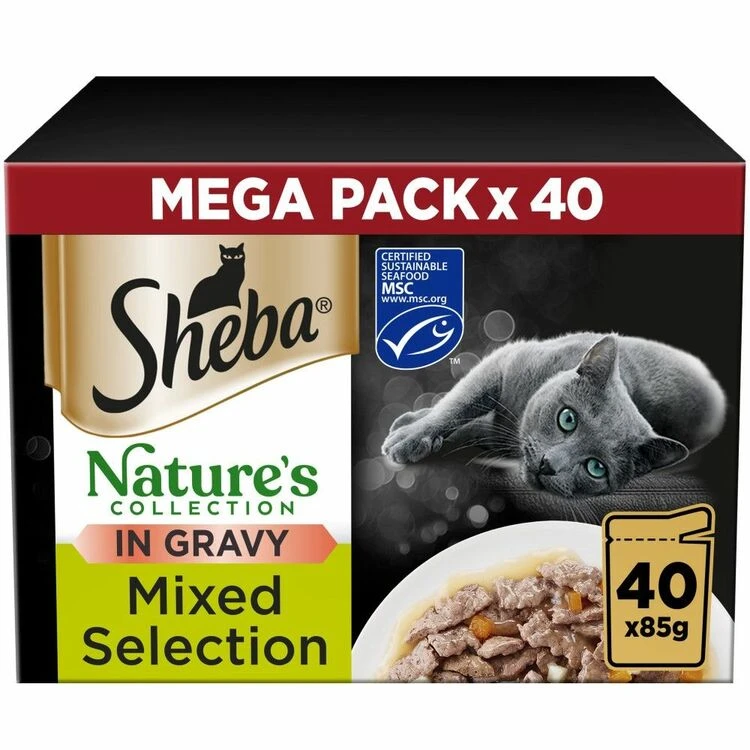 Sheba Natures Collection Cat Food Pouch Mixed Selection In Gravy 40 X 85g 3 Sheba Natures Collection Cat Food Pouch Mixed Selection In Gravy 40 X 85g