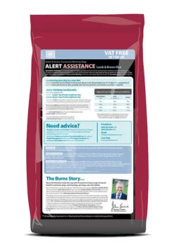 Burns Alert Adult Lamb & Brown Rice Assistance Dog Food -PetJoy Shop Alert Lamb 2kg reverse