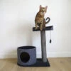 Rosewood Charcoal Felt Cat Scratch Post, House And Perch -PetJoy Shop Cat 5