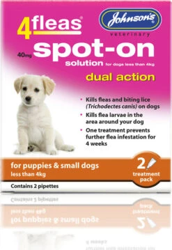 Johnson's 4fleas Spot-On Dual Action For Puppies/Dogs - Less Than 4kg - 2 Treatments