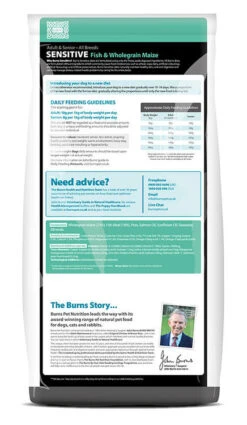 Burns Sensitive Fish And Wholegrain Maize -PetJoy Shop Sensitive Fish 12kg reverse
