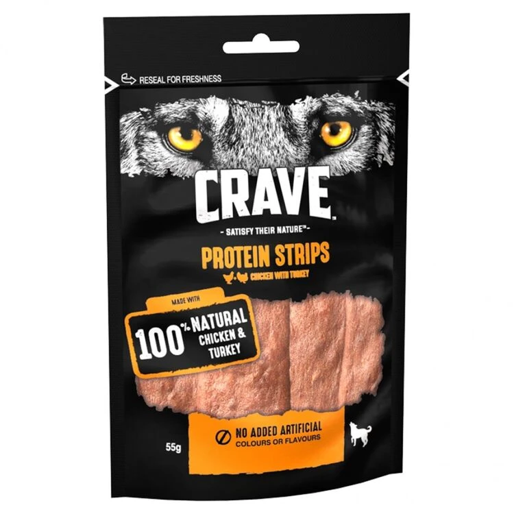 7 X 55g Crave Protein Strips With Turkey & Chicken 3 7 X 55g Crave Protein Strips With Turkey & Chicken