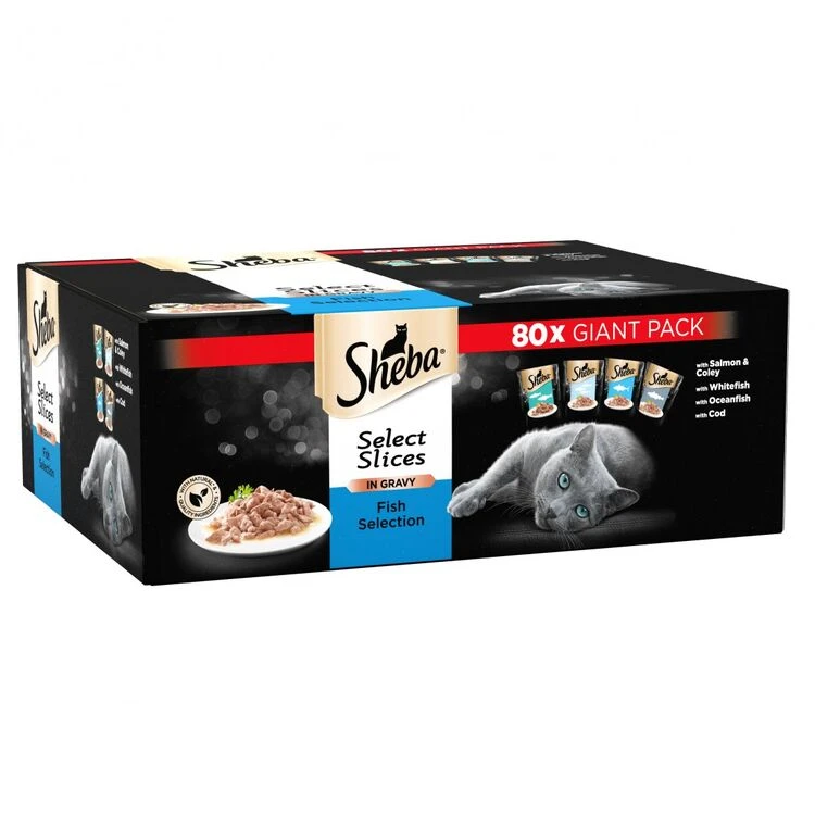 80 X 85g Sheba Adult Cat Food Pouches Select Slices Fish Collection In Gravy 3 80 X 85g Sheba Adult Cat Food Pouches Select Slices Fish Collection In Gravy