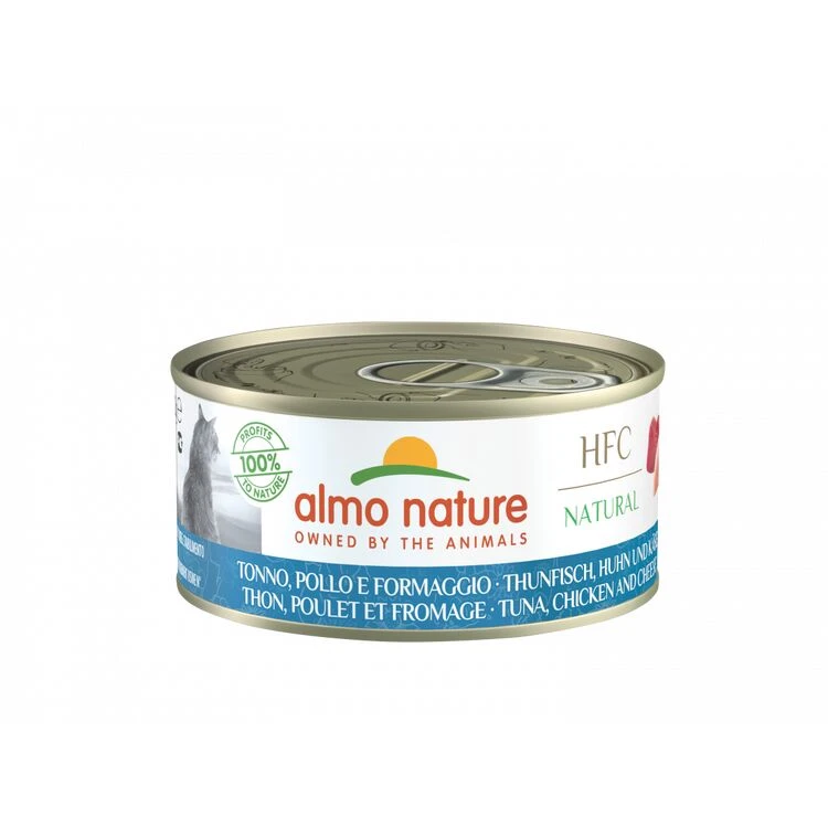 24 X Almo Nature HFC Natural Tuna, Chicken And Cheese Wet Cat Food 150g 3 24 X Almo Nature HFC Natural Tuna, Chicken And Cheese Wet Cat Food 150g