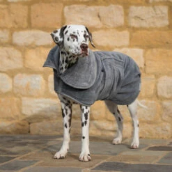 Lords & Labradors Bamboo Dog Drying Coat Gun Metal -PetJoy Shop grey coat 005