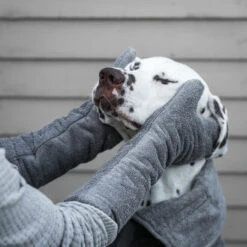 Lords & Labradors Bamboo Dog Drying Mits Gun Metal -PetJoy Shop grey mitt 005