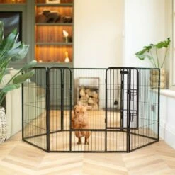 Lords & Labradors 6 Panel Play Pen 80cm Black -PetJoy Shop lords and labradors black play pen lifestyle 3