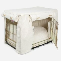 Lords & Labradors Dog Crate Set In Ivory Boucle 8 Lords & Labradors Dog Crate Set In Ivory Boucle -PetJoy Shop lords and labradors ivory bocule crate set gold side studio
