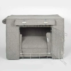 Lords & Labradors Dog Crate Set In Pewter Herringbone