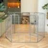 Lords & Labradors 6 Panel Play Pen 80cm Grey -PetJoy Shop lords and labradors silver play pen lifestyle