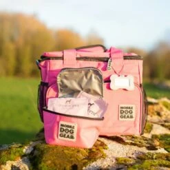 Mobile Dog Gear Weekend Away Bag Pink -PetJoy Shop mobile dog gear week away bag in pink outdoors front