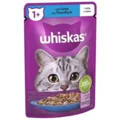 28 X Whiskas 1+ Cat Pouches With Tuna In Jelly 85g