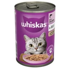 12 X Whiskas 1+ Cat Tin With Salmon In Jelly 400g